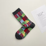 Load image into Gallery viewer, Color Block Plaid Socks Women Mid Calf Retro Check M5A016