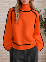 Load image into Gallery viewer, High Neck Stripe Knit Sweater Women Multiple Colors N5A596