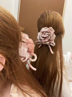 Load image into Gallery viewer, Velvet Rose Bow Scrunchy Women 15cm Elegant S5P780