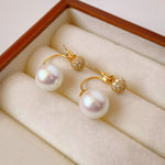 Load image into Gallery viewer, 2-in-1 Zircon Faux Pearl Stud Earrings Real Gold Plated N6H156