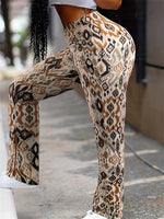 Load image into Gallery viewer, Print High Waist Flared Pants Side Slit N6F234