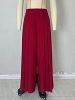 Load image into Gallery viewer, Burgundy High Waist Pleated Wide Leg Culottes Women N5A760