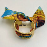 Load image into Gallery viewer, Vintage Gold Scarf Open Cuff Bangle Wide Statement N6F288