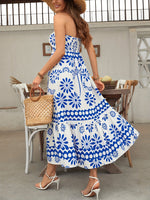 Load image into Gallery viewer, Ethnic Print Off-Shoulder Cross Beach Dress Women N6C255