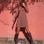 Load image into Gallery viewer, High Neck A Line Dress Women Red N5A514