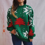 Load image into Gallery viewer, Christmas Tree Jacquard Pullover Sweater Women N5A632
