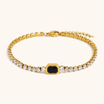 Load image into Gallery viewer, 3mm Zirconia Line Bracelet Steel 18K Plated S5P114
