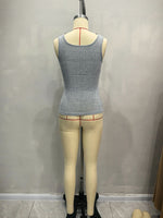 Load image into Gallery viewer, Lace Trim V Neck Ribbed Tank Women Fitted Knit Top N5A766