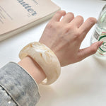 Load image into Gallery viewer, Asymmetric Acrylic Wide Bangle Resin Artisan S5P257