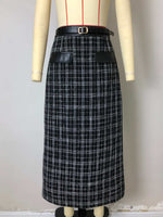 Load image into Gallery viewer, High Waist Plaid Knit Skirt Women Black White N5A702