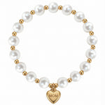 Load image into Gallery viewer, Stainless Steel MUM Heart Pearl Bead Bracelet Women N6D529