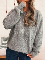 Load image into Gallery viewer, Floral Embroidered Cardigan Women Solid Color Knit N5A834