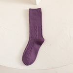 Load image into Gallery viewer, Purple Houndstooth Mid-Calf Socks Women Campus N6H029