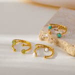 Load image into Gallery viewer, Royal Oval Stone Ring Steel Adjustable Open Band S5P014