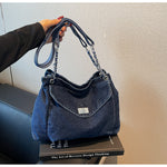 Load image into Gallery viewer, Denim Chain Tote Crossbody Bag Multi Carry S5P294