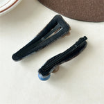 Load image into Gallery viewer, Bear Ball Tartan Hair Clip Women Blue Plaid Side S5P761