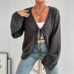 Load image into Gallery viewer, V Neck Tie Cardigan Women Office Lightweight Knit N5A872