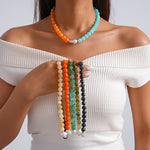 Load image into Gallery viewer, Dopamine Pearl Acrylic Asymmetric Choker Necklace N6H069