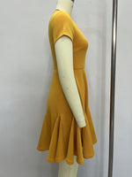 Load image into Gallery viewer, Yellow Deep V Neck Knit Mini A Line Dress Women N5A946