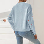 Load image into Gallery viewer, Floral Embroidered Knit Sweater Women Multiple Colors N5A595