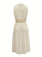 Load image into Gallery viewer, Khaki V Neck Shirt Dress Women Belted A Line N5A919