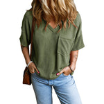Load image into Gallery viewer, Twisted Rib V-Neck Relaxed T-Shirt Women N6B057