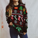 Load image into Gallery viewer, Christmas Stocking Snowflake Jacquard Sweater Women N5A657