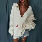 Load image into Gallery viewer, Dachshund Embroidered Cardigan Women V Neck N5A827