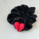 Load image into Gallery viewer, Plush Heart Scrunchy Women Large 17cm Velvet Hair Tie S5P778