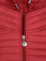 Load image into Gallery viewer, Red Long Padded Coat Women Hooded Windproof Zip N5A772