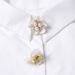 Load image into Gallery viewer, Pearl Gardenia Cuff Link Shirt Stud Detachable N6G076
