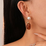 Load image into Gallery viewer, Resin Faux Pearl Irregular Geometric Stud Earrings N6H155