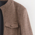 Load image into Gallery viewer, Houndstooth Shirt Jacket Women Dark Brown Long Sleeve N5A734