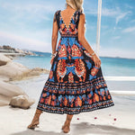 Load image into Gallery viewer, Womens Deep V-Neck Backless Vacation Maxi Dress N6A089