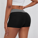 Load image into Gallery viewer, Black Houndstooth High Waist Stretch Shorts Women N5A918