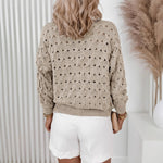 Load image into Gallery viewer, Lace up V neck Knit Cardigan Women Khaki N5A523