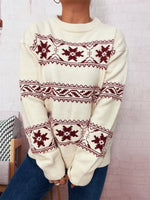 Load image into Gallery viewer, Christmas Snowflake Jacquard Round Neck Sweater N6H280