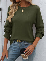 Load image into Gallery viewer, Relaxed Ribbed Long Sleeve T-Shirt Women N6A197