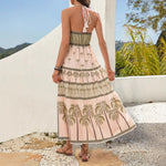 Load image into Gallery viewer, Boho Print Halter Backless Maxi Beach Dress N6A078