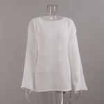 Load image into Gallery viewer, Sheer Round Neck Flare Sleeve Hollow Knit Top N6A098