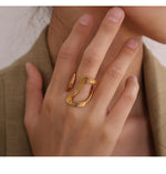 Load image into Gallery viewer, Minimalist Ring Steel 18K Gold Irregular S5P015