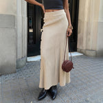 Load image into Gallery viewer, Beige High Waist Side Button Knit Skirt Women N5A705