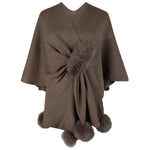 Load image into Gallery viewer, Solid Color Pom Pom Poncho Cardigan N5A727