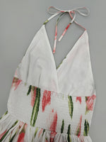 Load image into Gallery viewer, Pink Printed V Neck Backless A Line Dress Women N5A928