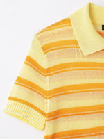 Load image into Gallery viewer, Color Block Stripe Polo Tee Short Sleeve Summer Knit N6G150