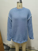 Load image into Gallery viewer, Color Block Knit Sweater Women Ribbed Loose Fit N5A886