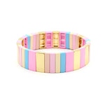 Load image into Gallery viewer, Rectangular Enamel Links Bangle Alloy Stackable S5P154