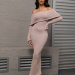 Load image into Gallery viewer, Beach Knit 1shoulder Long Sleeve Long Dress Women N6A063