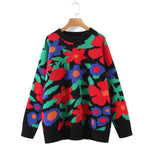 Load image into Gallery viewer, Oversized Floral Embroidered Sweater Women N5A854