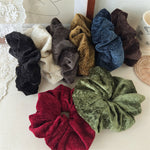 Load image into Gallery viewer, Solid Velvet Scrunchy Women Cream Color Retro S5P770